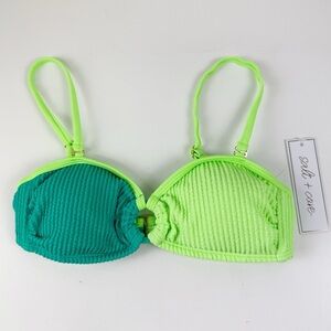 Salt + Cove Bikini Top Juniors Size XS Green Colorblock NWT